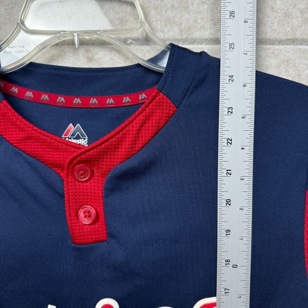 Majestic Cool Base Myrtle Beach Twins Baseball Jersey Youth Large Blue Red #10 - Picture 7 of 9